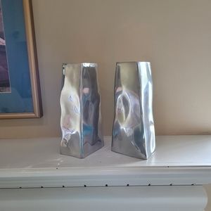Pottery Barn Sculptural Silver Candle Stick Holders